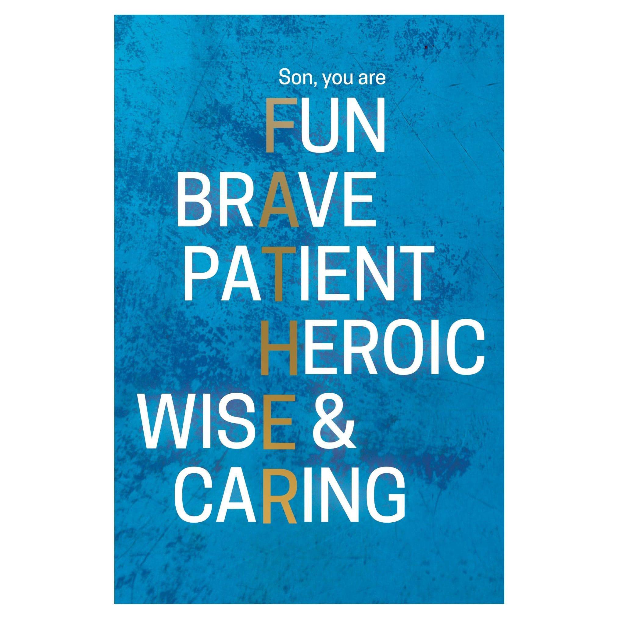 Pictura Father's Day card for son with heartfelt message, featuring colorful design and festive Father's Day theme.